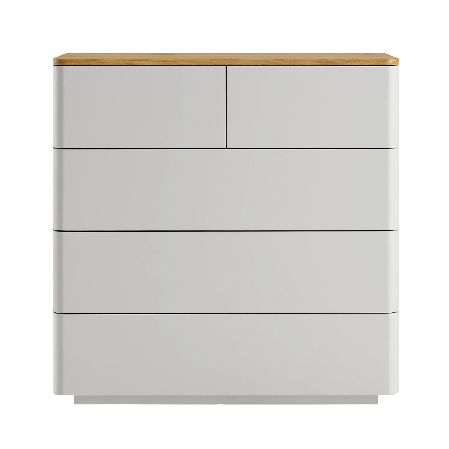 Agnes Curved Edge 2 Over 3 Chest Of Drawers, Dove Grey With Oak Top 5 Agnes Curved Edge 2 Over 3 Chest Of Drawers, Dove Grey With Oak Top - Image 5