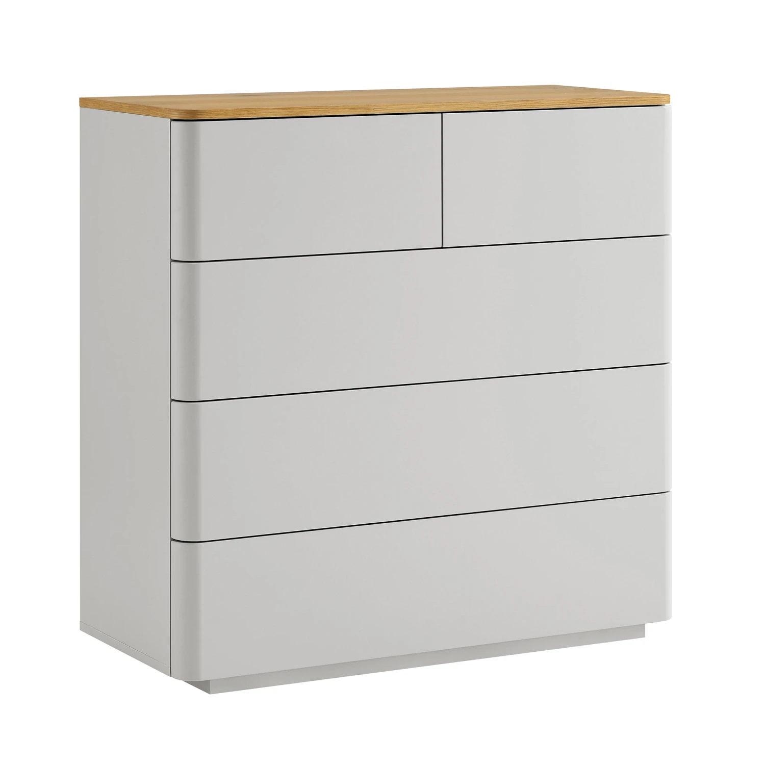 Agnes Curved Edge 2 Over 3 Chest Of Drawers, Dove Grey With Oak Top 6 Agnes Curved Edge 2 Over 3 Chest Of Drawers, Dove Grey With Oak Top - Image 6
