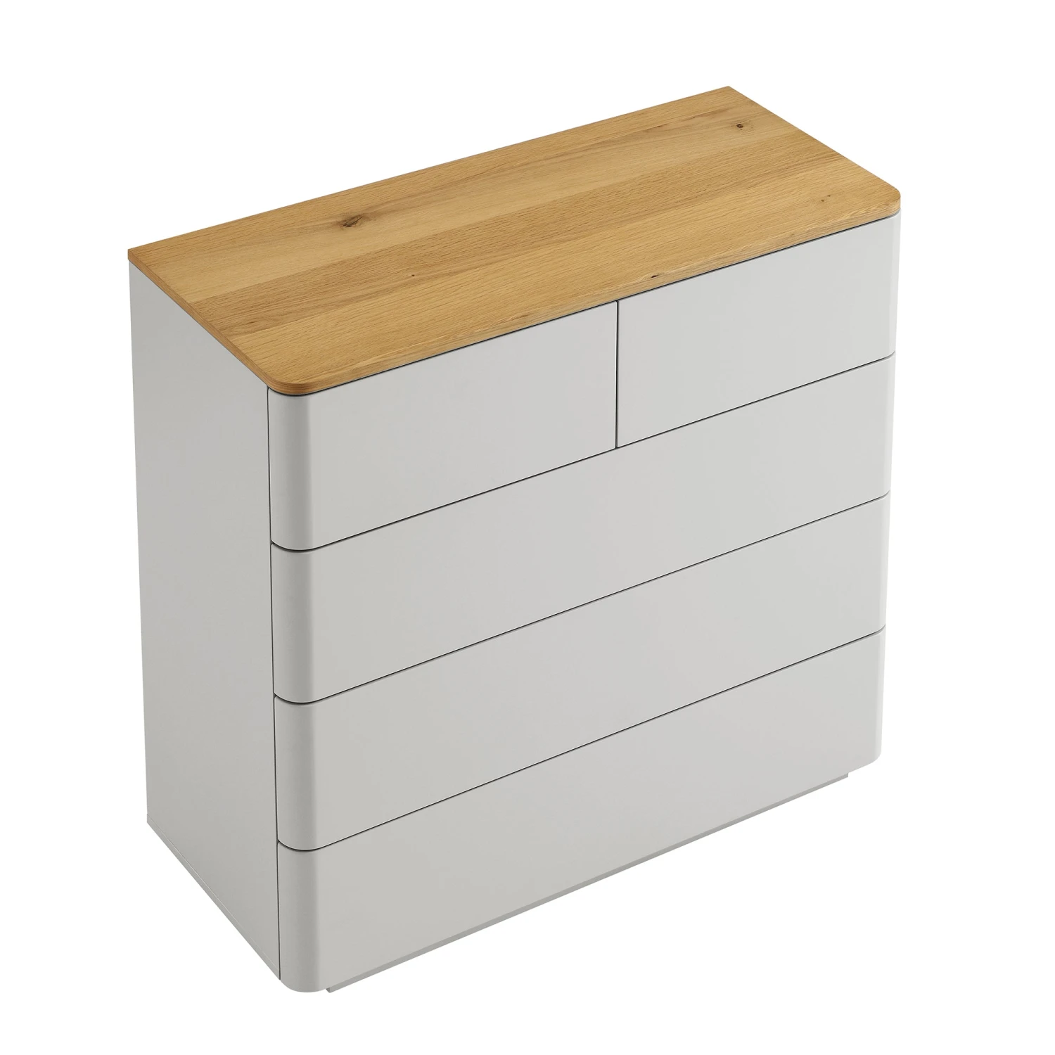 Agnes Curved Edge 2 Over 3 Chest Of Drawers, Dove Grey With Oak Top 9 Agnes Curved Edge 2 Over 3 Chest Of Drawers, Dove Grey With Oak Top - Image 9