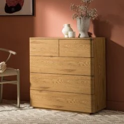 Agnes Curved Edge 2 Over 3 Chest Of Drawers, Natural