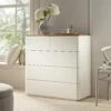 Agnes Curved Edge 2 Over 3 Chest Of Drawers, Off White With Oak Top -Daals Store BSD 144 WHITE main