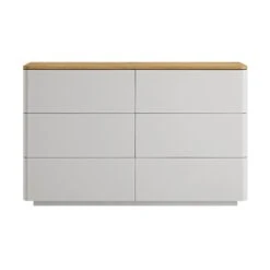 Agnes Curved Edge Chest Of 6 Drawers, Dove Grey With Oak Top 16 Agnes Curved Edge Chest Of 6 Drawers, Dove Grey With Oak Top -Daals Store BSD 145 DOVEGREY WB1