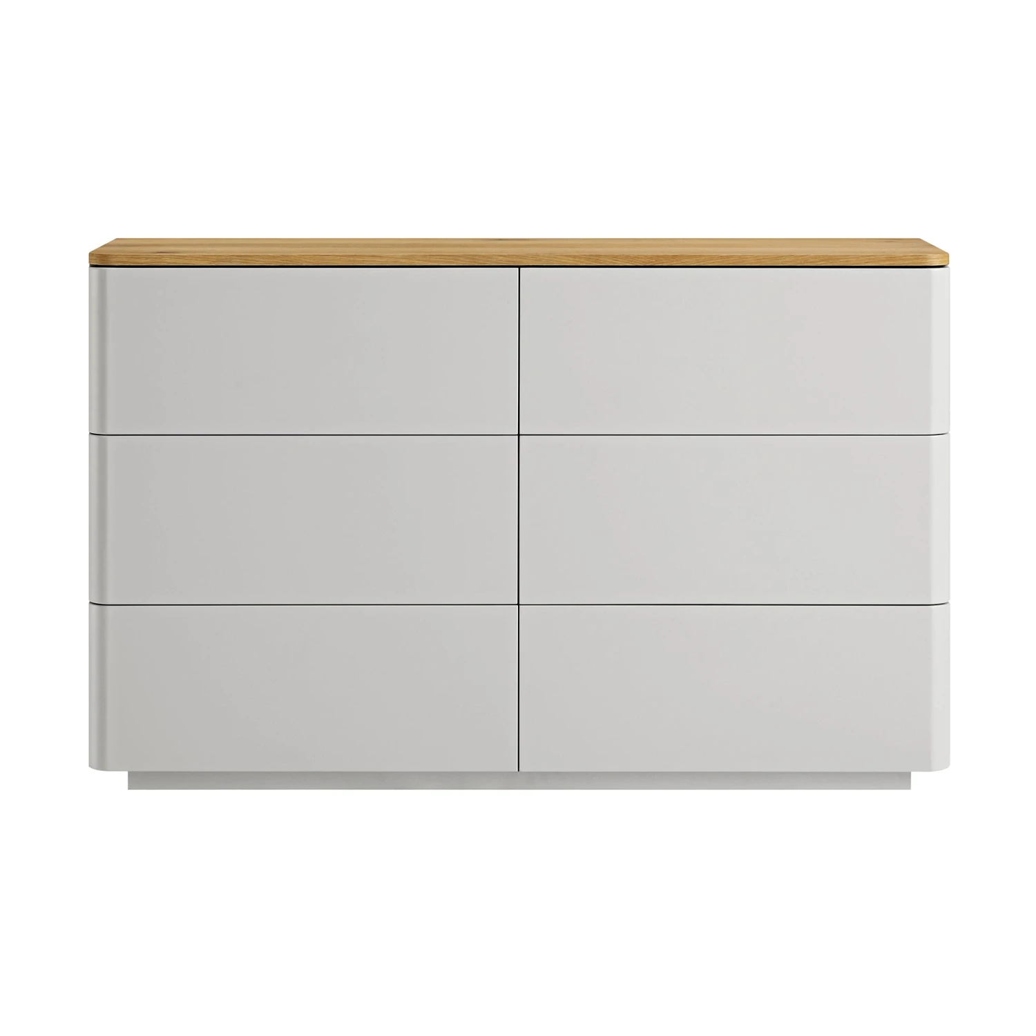 Agnes Curved Edge Chest Of 6 Drawers, Dove Grey With Oak Top 5 Agnes Curved Edge Chest Of 6 Drawers, Dove Grey With Oak Top - Image 5