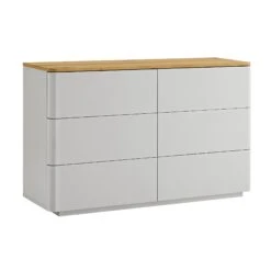 Agnes Curved Edge Chest Of 6 Drawers, Dove Grey With Oak Top 17 Agnes Curved Edge Chest Of 6 Drawers, Dove Grey With Oak Top -Daals Store BSD 145 DOVEGREY WB2