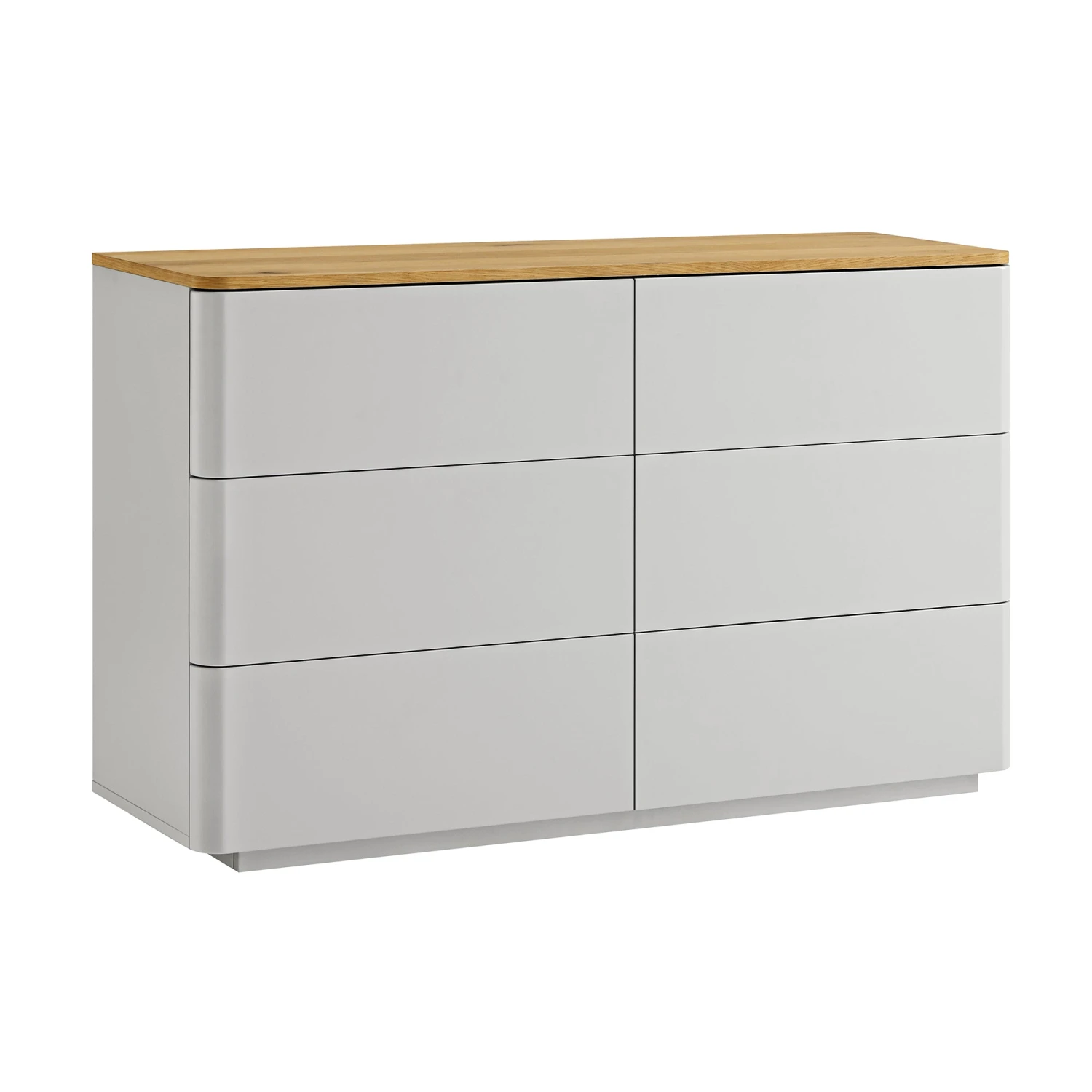 Agnes Curved Edge Chest Of 6 Drawers, Dove Grey With Oak Top 6 Agnes Curved Edge Chest Of 6 Drawers, Dove Grey With Oak Top - Image 6