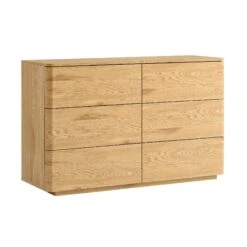 Agnes Curved Edge Chest Of 6 Drawers, Natural -Daals Store BSD 145 OAK WB2