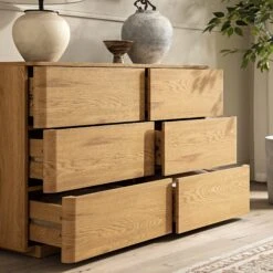 Agnes Curved Edge Chest Of 6 Drawers, Natural -Daals Store BSD 145 OAK scene2