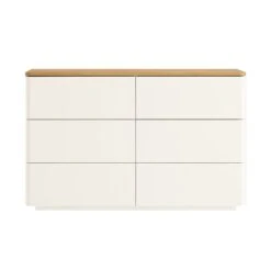 Agnes Curved Edge Chest Of 6 Drawers, Off White With Oak Top 17 Agnes Curved Edge Chest Of 6 Drawers, Off White With Oak Top -Daals Store BSD 145 WHITE WB1