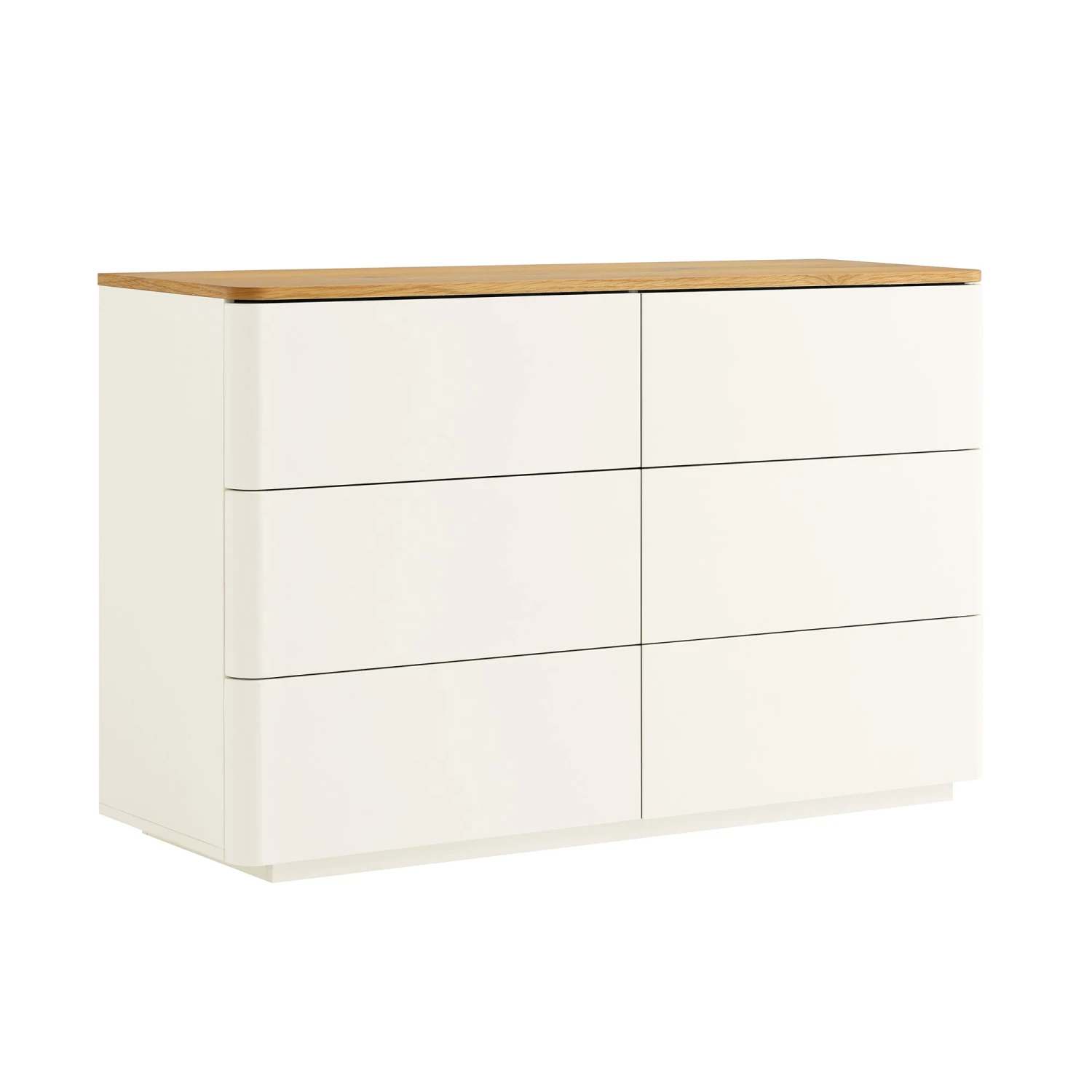 Agnes Curved Edge Chest Of 6 Drawers, Off White With Oak Top 6 Agnes Curved Edge Chest Of 6 Drawers, Off White With Oak Top - Image 6