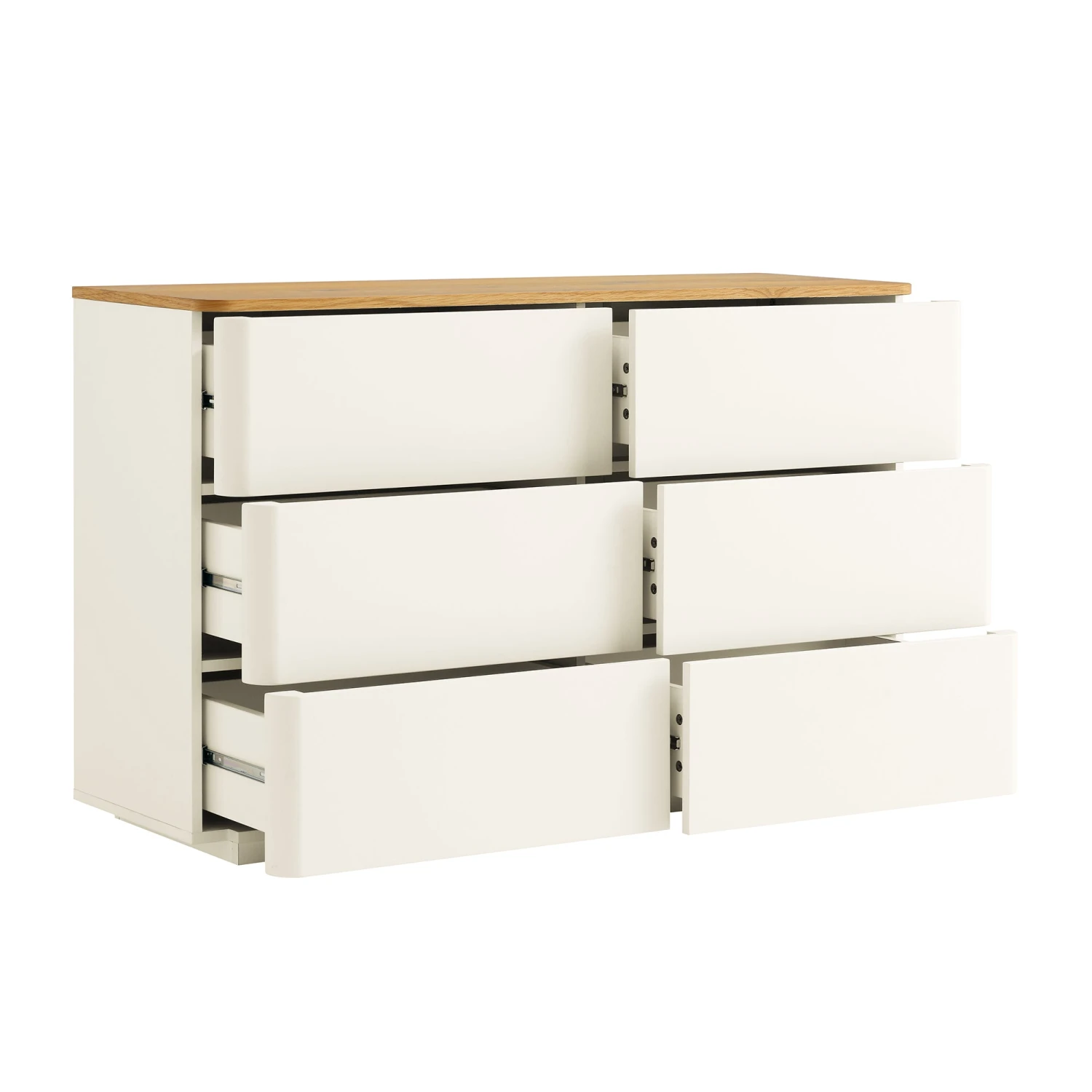 Agnes Curved Edge Chest Of 6 Drawers, Off White With Oak Top 8 Agnes Curved Edge Chest Of 6 Drawers, Off White With Oak Top - Image 8