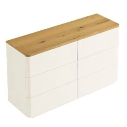 Agnes Curved Edge Chest Of 6 Drawers, Off White With Oak Top 21 Agnes Curved Edge Chest Of 6 Drawers, Off White With Oak Top -Daals Store BSD 145 WHITE WB4