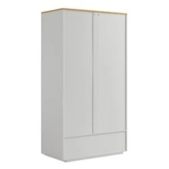 Agnes Curved Edge Double Wardrobe, Dove Grey With Oak Top -Daals Store BSD 146 DOVEGREY WB6