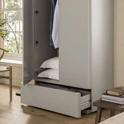 Agnes Curved Edge Double Wardrobe, Dove Grey With Oak Top -Daals Store BSD 146 DOVEGREY scene3