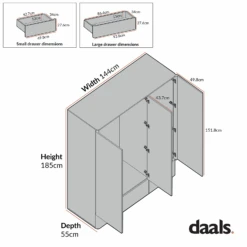 Agnes Curved Edge Triple Wardrobe, Natural 20 Agnes Curved Edge Triple Wardrobe, Natural -Daals Store BSD 147 CHART