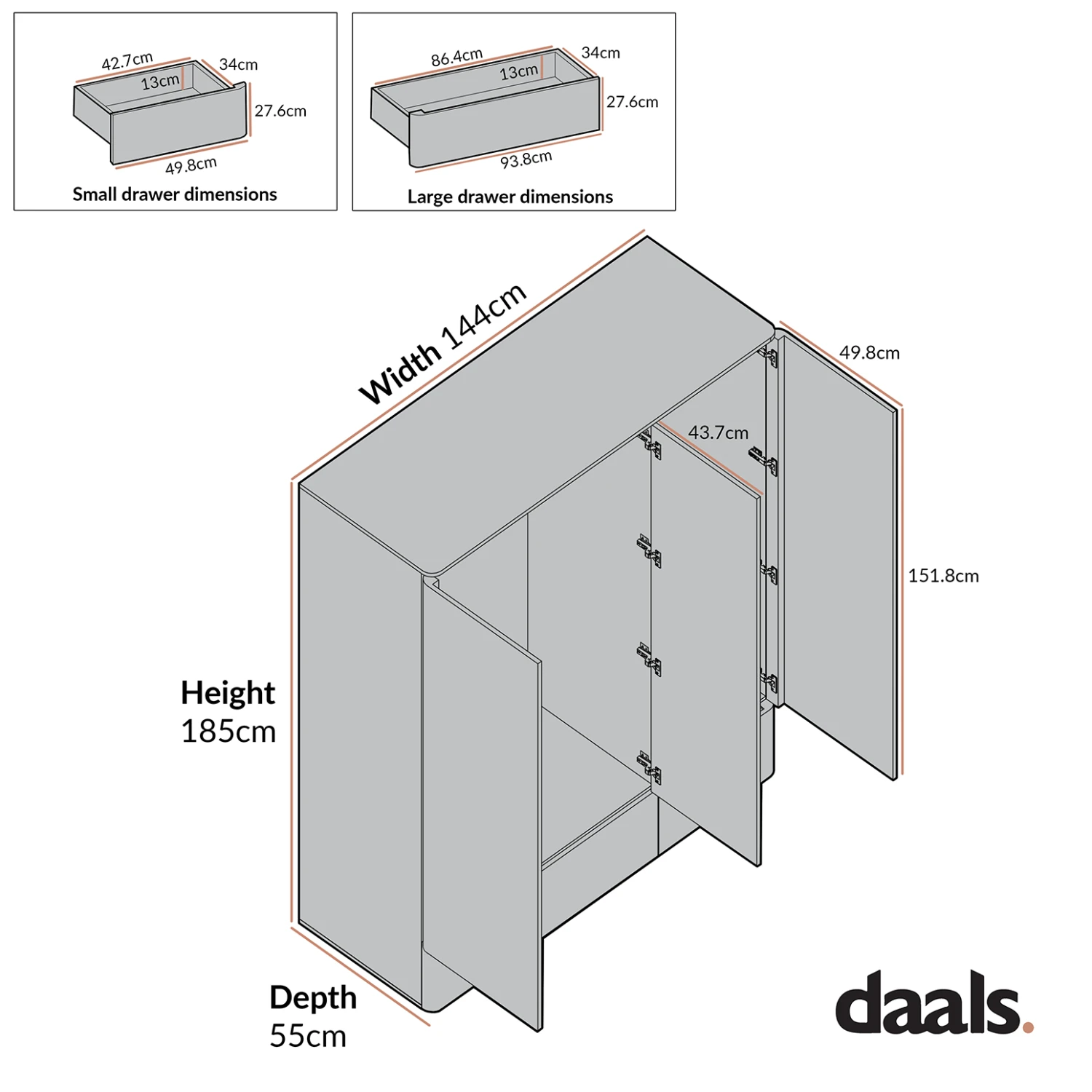 Agnes Curved Edge Triple Wardrobe, Natural 7 Agnes Curved Edge Triple Wardrobe, Natural - Image 7