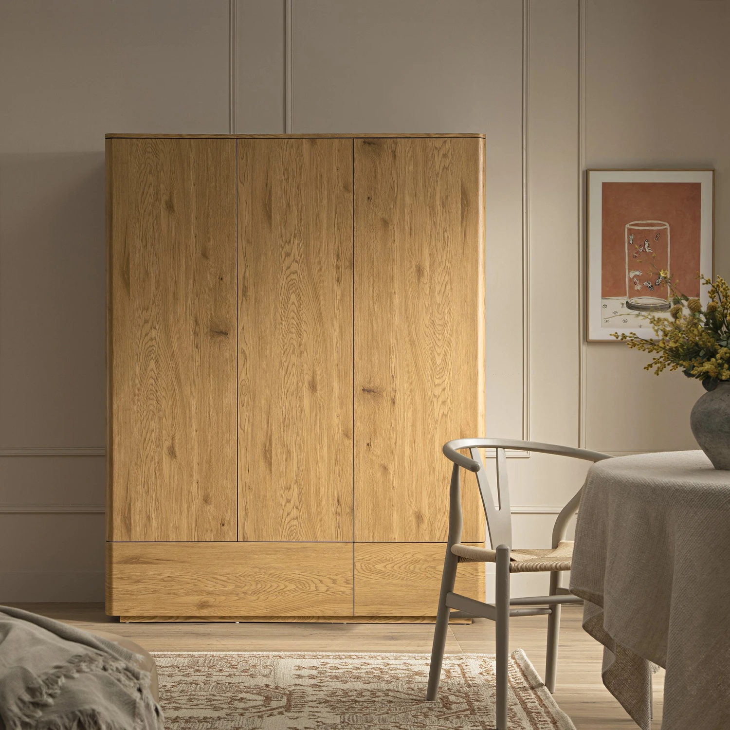 Agnes Curved Edge Triple Wardrobe, Natural 2 Agnes Curved Edge Triple Wardrobe, Natural - Image 2
