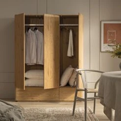 Agnes Curved Edge Triple Wardrobe, Natural 16 Agnes Curved Edge Triple Wardrobe, Natural -Daals Store BSD 147 OAK scene2