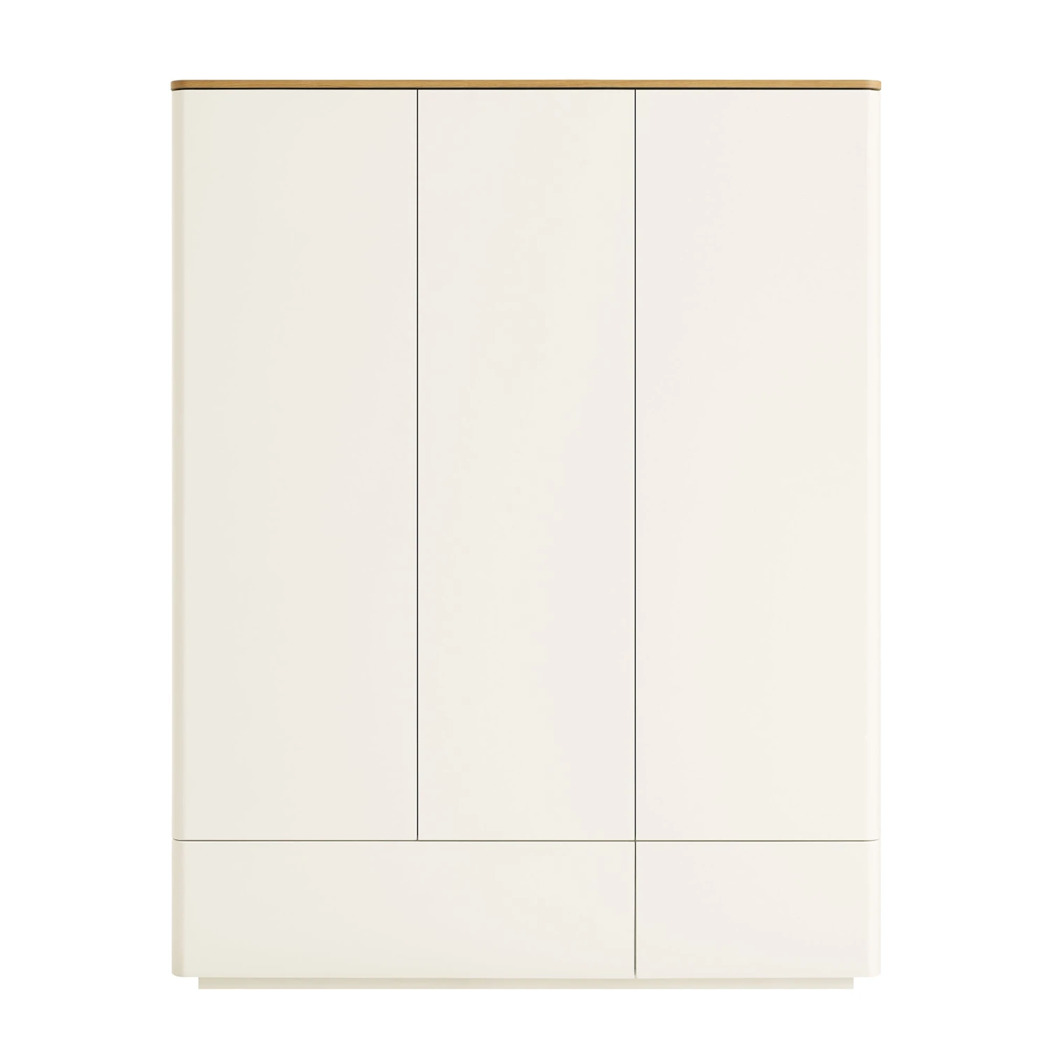 Agnes Curved Edge Triple Wardrobe, Off White With Oak Top 4 Agnes Curved Edge Triple Wardrobe, Off White With Oak Top - Image 4