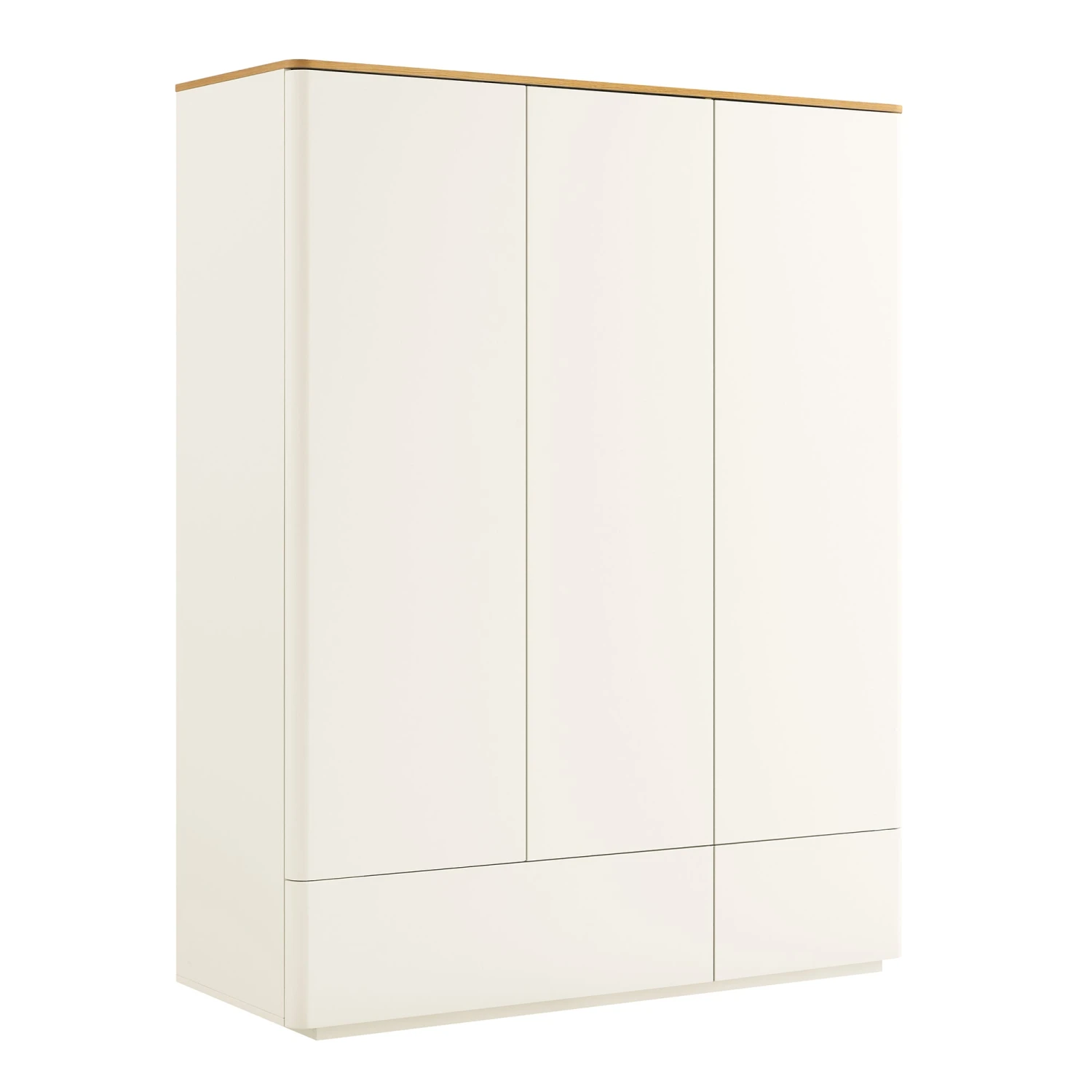 Agnes Curved Edge Triple Wardrobe, Off White With Oak Top 5 Agnes Curved Edge Triple Wardrobe, Off White With Oak Top - Image 5