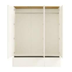 Agnes Curved Edge Triple Wardrobe, Off White With Oak Top 19 Agnes Curved Edge Triple Wardrobe, Off White With Oak Top -Daals Store BSD 147 WHITE WB3