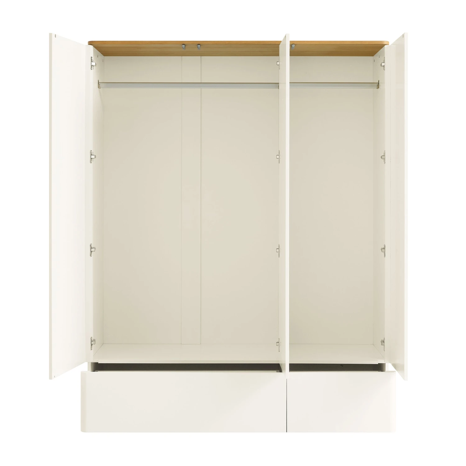 Agnes Curved Edge Triple Wardrobe, Off White With Oak Top 7 Agnes Curved Edge Triple Wardrobe, Off White With Oak Top - Image 7