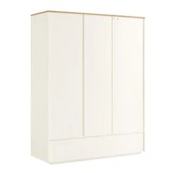 Agnes Curved Edge Triple Wardrobe, Off White With Oak Top 22 Agnes Curved Edge Triple Wardrobe, Off White With Oak Top -Daals Store BSD 147 WHITE WB6