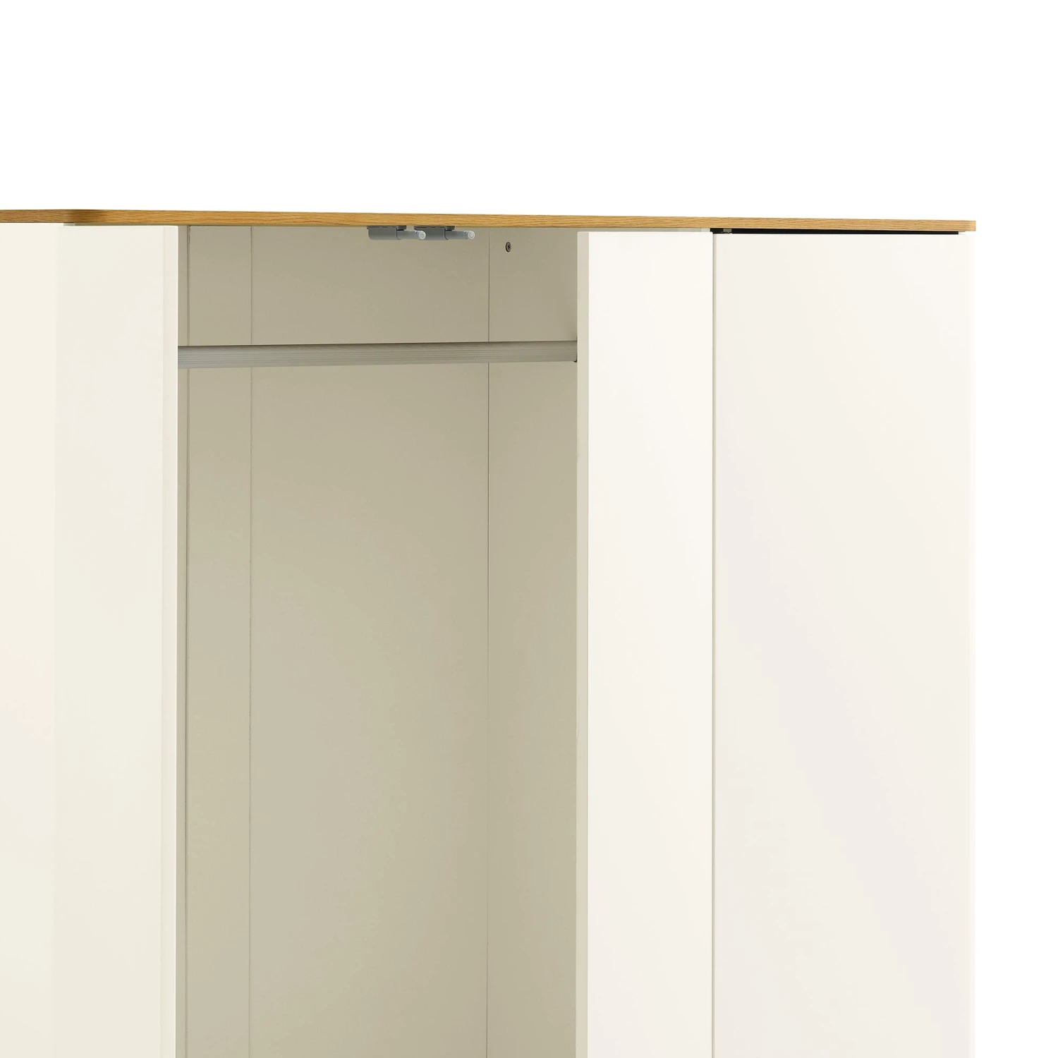Agnes Curved Edge Triple Wardrobe, Off White With Oak Top 12 Agnes Curved Edge Triple Wardrobe, Off White With Oak Top - Image 12
