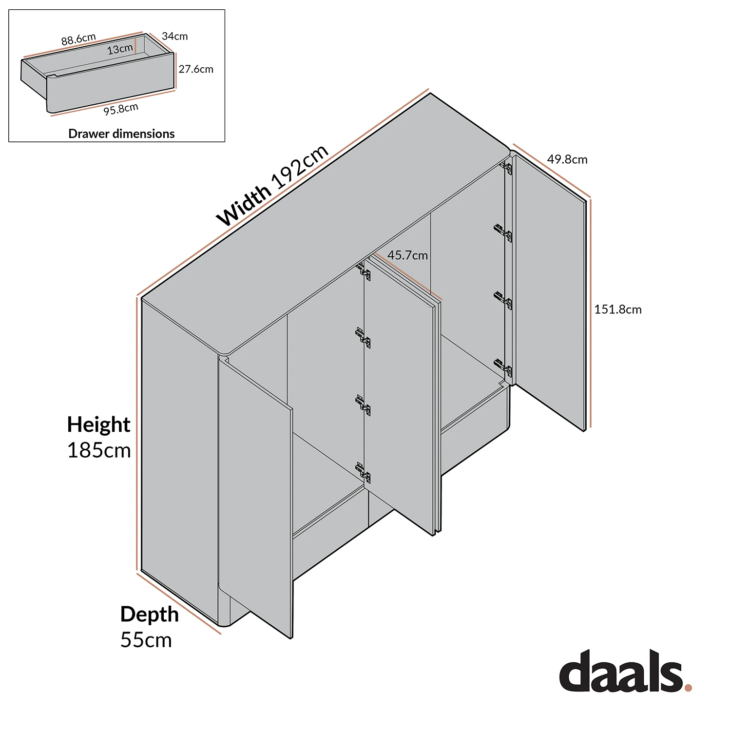 Agnes Curved Edge 4-Door Wardrobe, Natural 7 Agnes Curved Edge 4-Door Wardrobe, Natural - Image 7