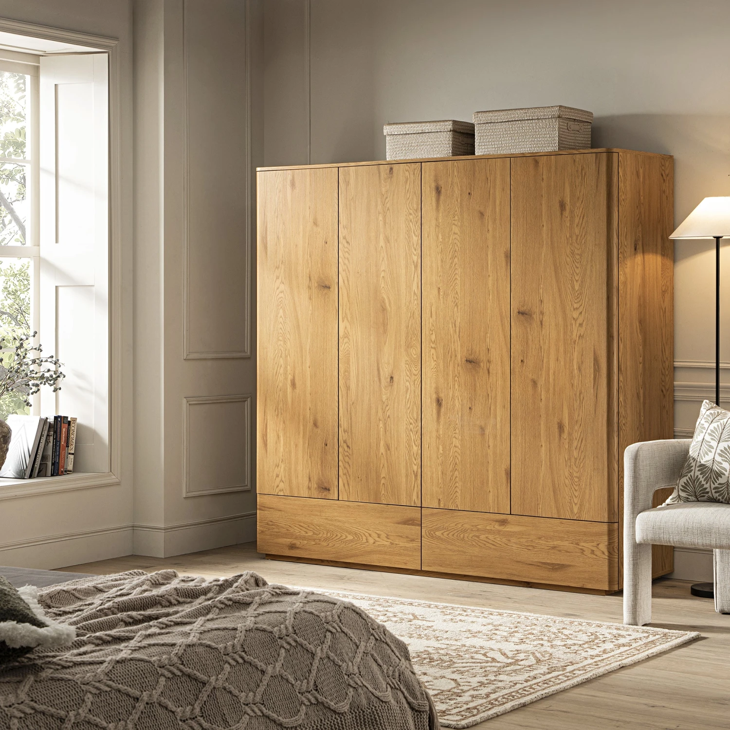 Agnes Curved Edge 4-Door Wardrobe, Natural 1 Agnes Curved Edge 4-Door Wardrobe, Natural