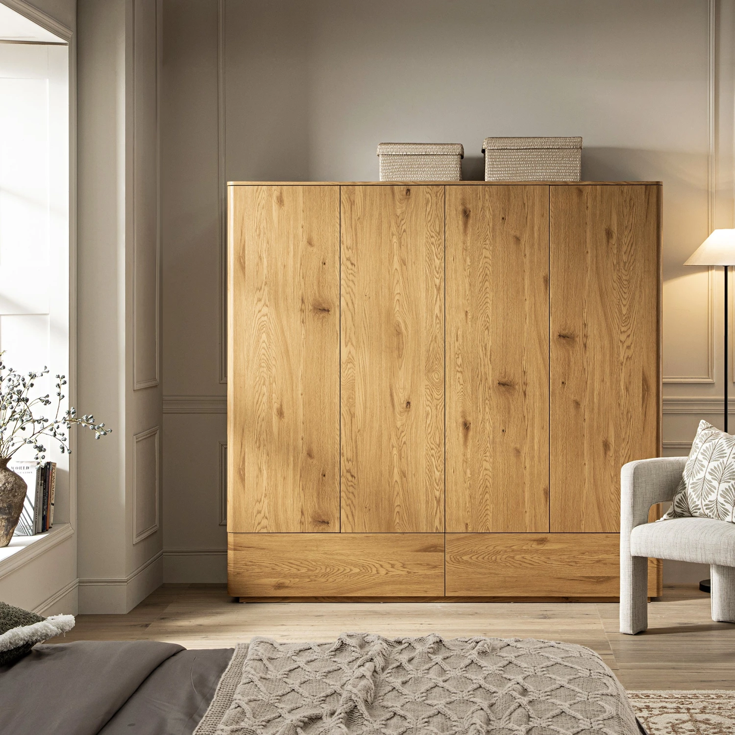 Agnes Curved Edge 4-Door Wardrobe, Natural 2 Agnes Curved Edge 4-Door Wardrobe, Natural - Image 2