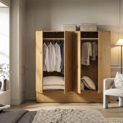 Agnes Curved Edge 4-Door Wardrobe, Natural 17 Agnes Curved Edge 4-Door Wardrobe, Natural -Daals Store BSD 148 OAK scene2