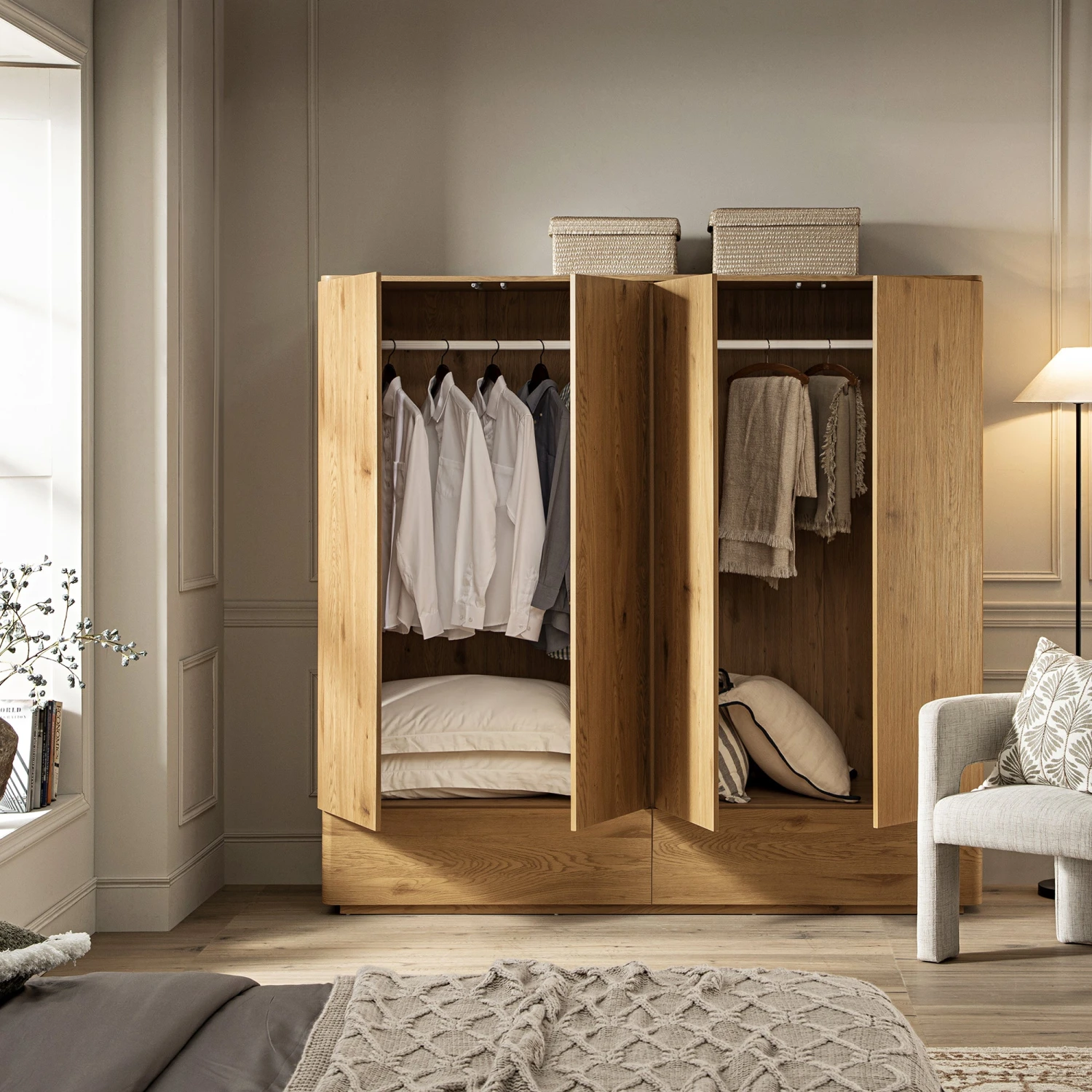 Agnes Curved Edge 4-Door Wardrobe, Natural 3 Agnes Curved Edge 4-Door Wardrobe, Natural - Image 3