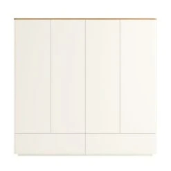 Agnes Curved Edge 4-Door Wardrobe, Off White With Oak Top 19 Agnes Curved Edge 4-Door Wardrobe, Off White With Oak Top -Daals Store BSD 148 WHITE WB1