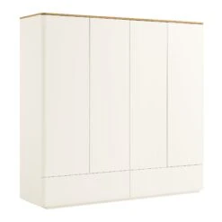 Agnes Curved Edge 4-Door Wardrobe, Off White With Oak Top 20 Agnes Curved Edge 4-Door Wardrobe, Off White With Oak Top -Daals Store BSD 148 WHITE WB2