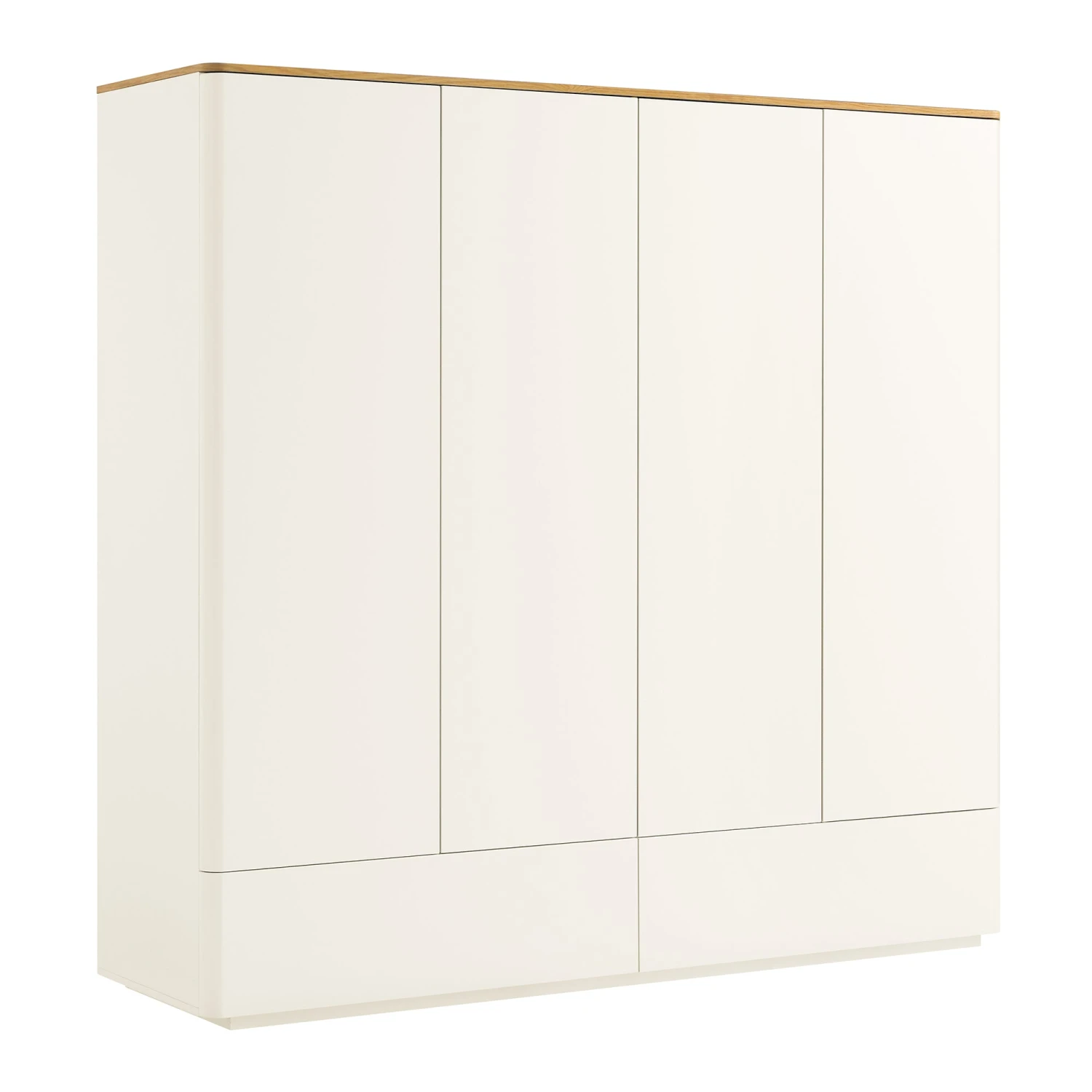 Agnes Curved Edge 4-Door Wardrobe, Off White With Oak Top 6 Agnes Curved Edge 4-Door Wardrobe, Off White With Oak Top - Image 6