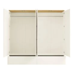 Agnes Curved Edge 4-Door Wardrobe, Off White With Oak Top 22 Agnes Curved Edge 4-Door Wardrobe, Off White With Oak Top -Daals Store BSD 148 WHITE WB3