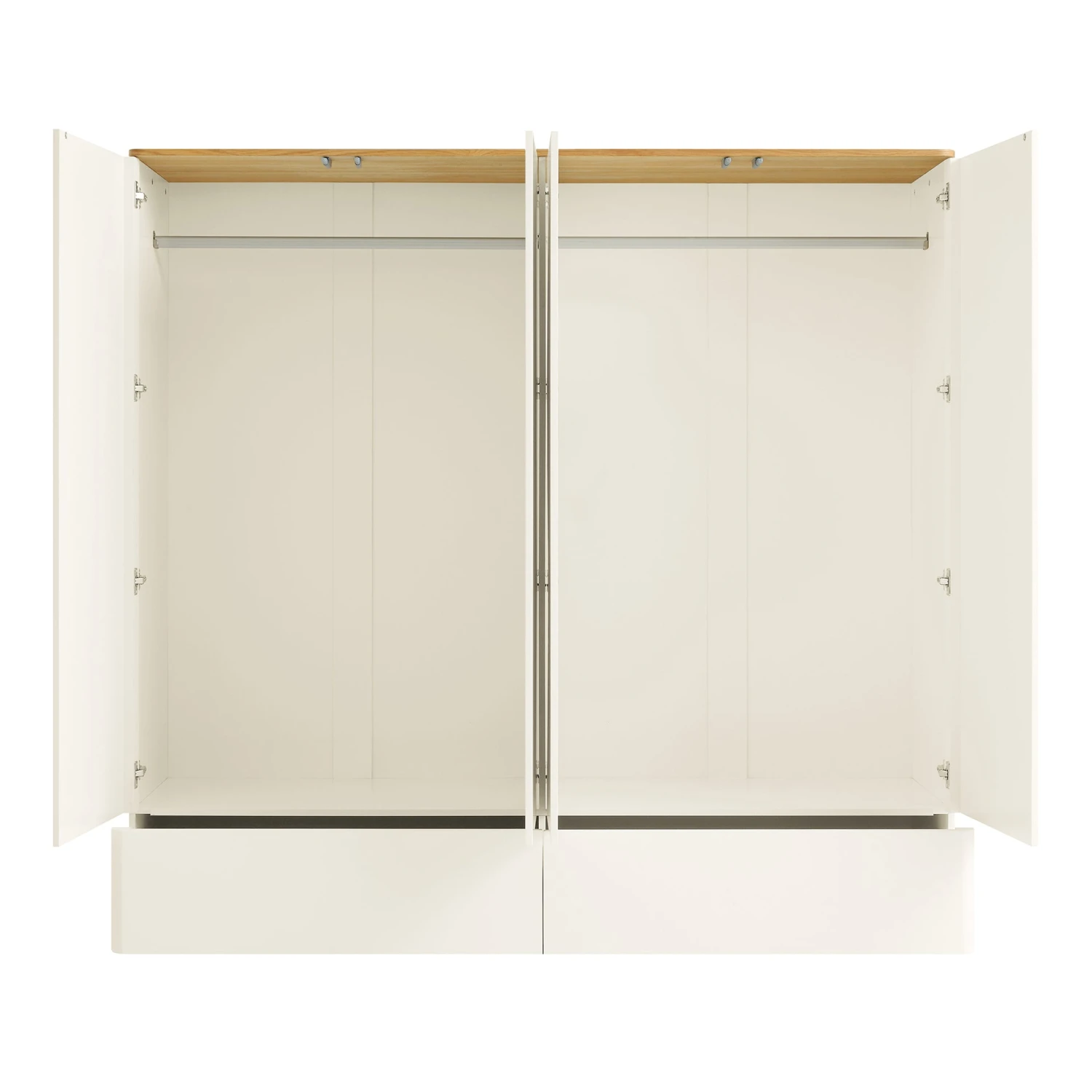 Agnes Curved Edge 4-Door Wardrobe, Off White With Oak Top 8 Agnes Curved Edge 4-Door Wardrobe, Off White With Oak Top - Image 8