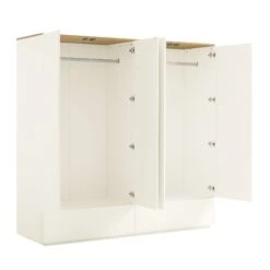 Agnes Curved Edge 4-Door Wardrobe, Off White With Oak Top 23 Agnes Curved Edge 4-Door Wardrobe, Off White With Oak Top -Daals Store BSD 148 WHITE WB4