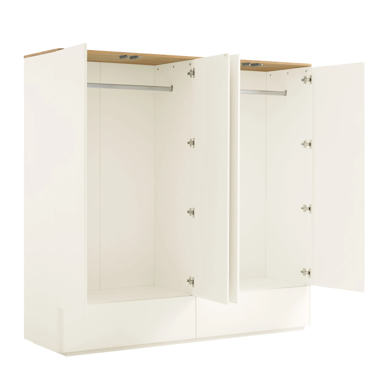 Agnes Curved Edge 4-Door Wardrobe, Off White With Oak Top 9 Agnes Curved Edge 4-Door Wardrobe, Off White With Oak Top - Image 9