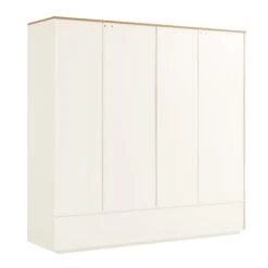 Agnes Curved Edge 4-Door Wardrobe, Off White With Oak Top 25 Agnes Curved Edge 4-Door Wardrobe, Off White With Oak Top -Daals Store BSD 148 WHITE WB6