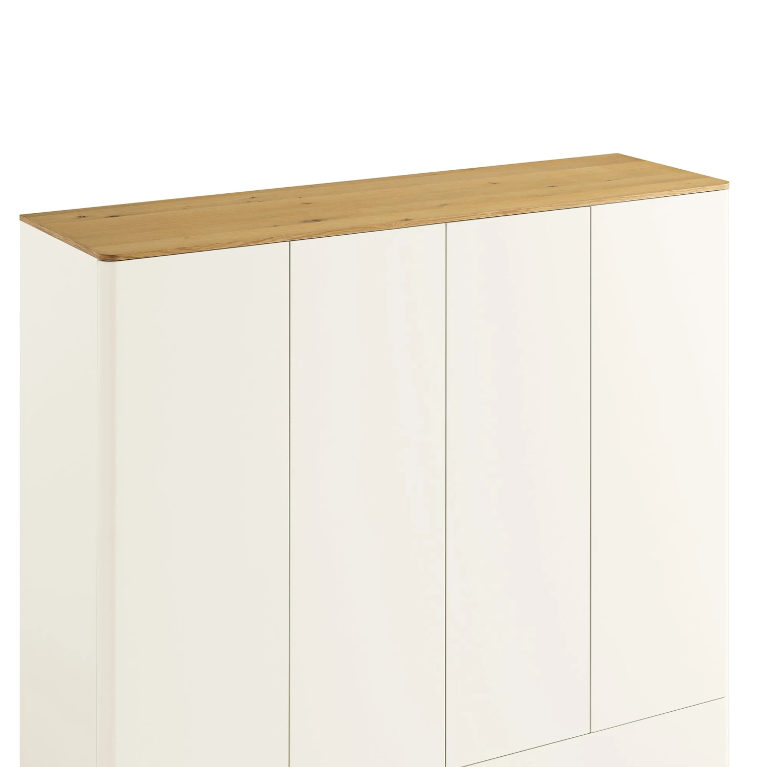 Agnes Curved Edge 4-Door Wardrobe, Off White With Oak Top 12 Agnes Curved Edge 4-Door Wardrobe, Off White With Oak Top - Image 12