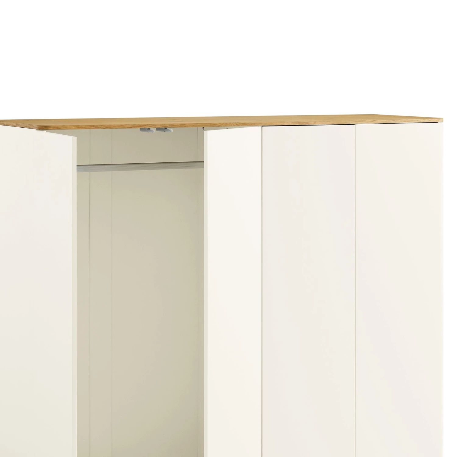 Agnes Curved Edge 4-Door Wardrobe, Off White With Oak Top 13 Agnes Curved Edge 4-Door Wardrobe, Off White With Oak Top - Image 13