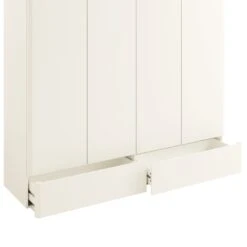 Agnes Curved Edge 4-Door Wardrobe, Off White With Oak Top 28 Agnes Curved Edge 4-Door Wardrobe, Off White With Oak Top -Daals Store BSD 148 WHITE detail3