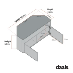 Agnes Curved Edge Corner TV Unit, Dove Grey With Oak Top 17 Agnes Curved Edge Corner TV Unit, Dove Grey With Oak Top -Daals Store BSD 149 CHART 2