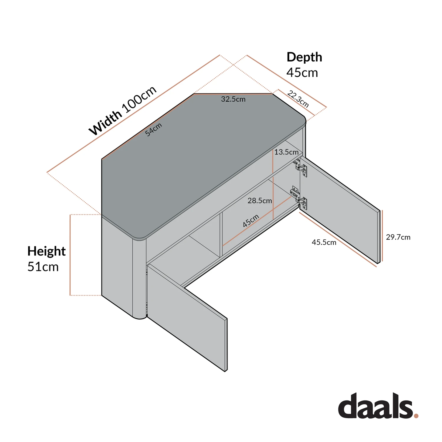 Agnes Curved Edge Corner TV Unit, Dove Grey With Oak Top 6 Agnes Curved Edge Corner TV Unit, Dove Grey With Oak Top - Image 6