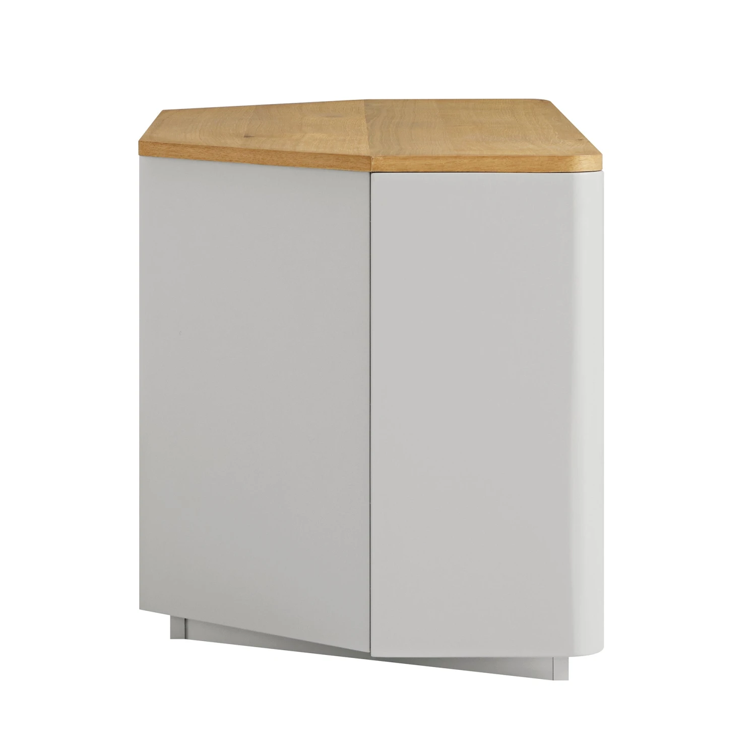 Agnes Curved Edge Corner TV Unit, Dove Grey With Oak Top 8 Agnes Curved Edge Corner TV Unit, Dove Grey With Oak Top - Image 8