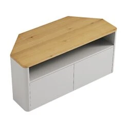 Agnes Curved Edge Corner TV Unit, Dove Grey With Oak Top 20 Agnes Curved Edge Corner TV Unit, Dove Grey With Oak Top -Daals Store BSD 149 DOVEGREY WB5