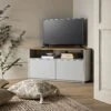 Agnes Curved Edge Corner TV Unit, Dove Grey With Oak Top 25 Agnes Curved Edge Corner TV Unit, Dove Grey With Oak Top -Daals Store BSD 149 DOVEGREY main