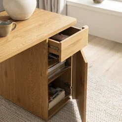 Agnes Curved Edge Desk With Storage, Natural 16 Agnes Curved Edge Desk With Storage, Natural -Daals Store BSD 150 OAK scene2