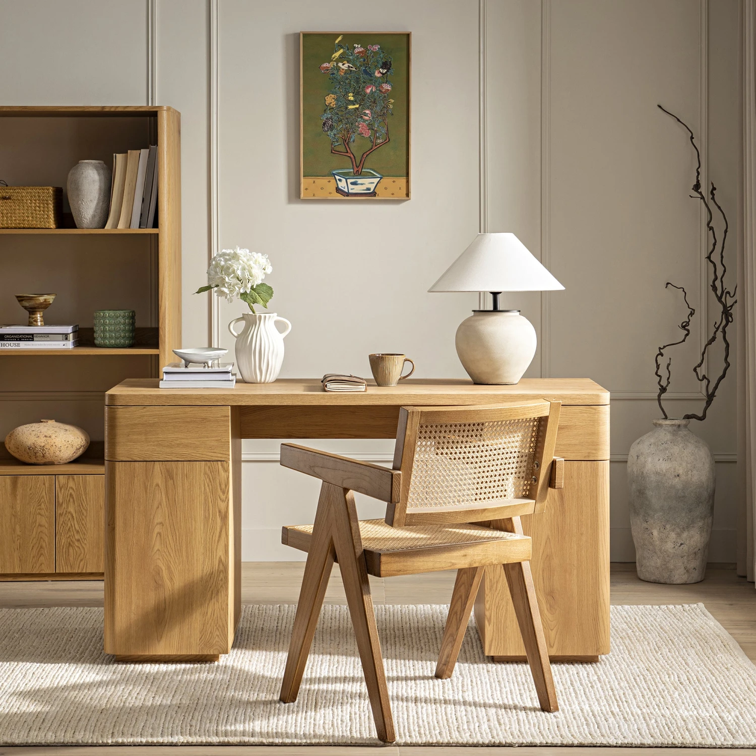 Agnes Curved Edge Desk With Storage, Natural 4 Agnes Curved Edge Desk With Storage, Natural - Image 4